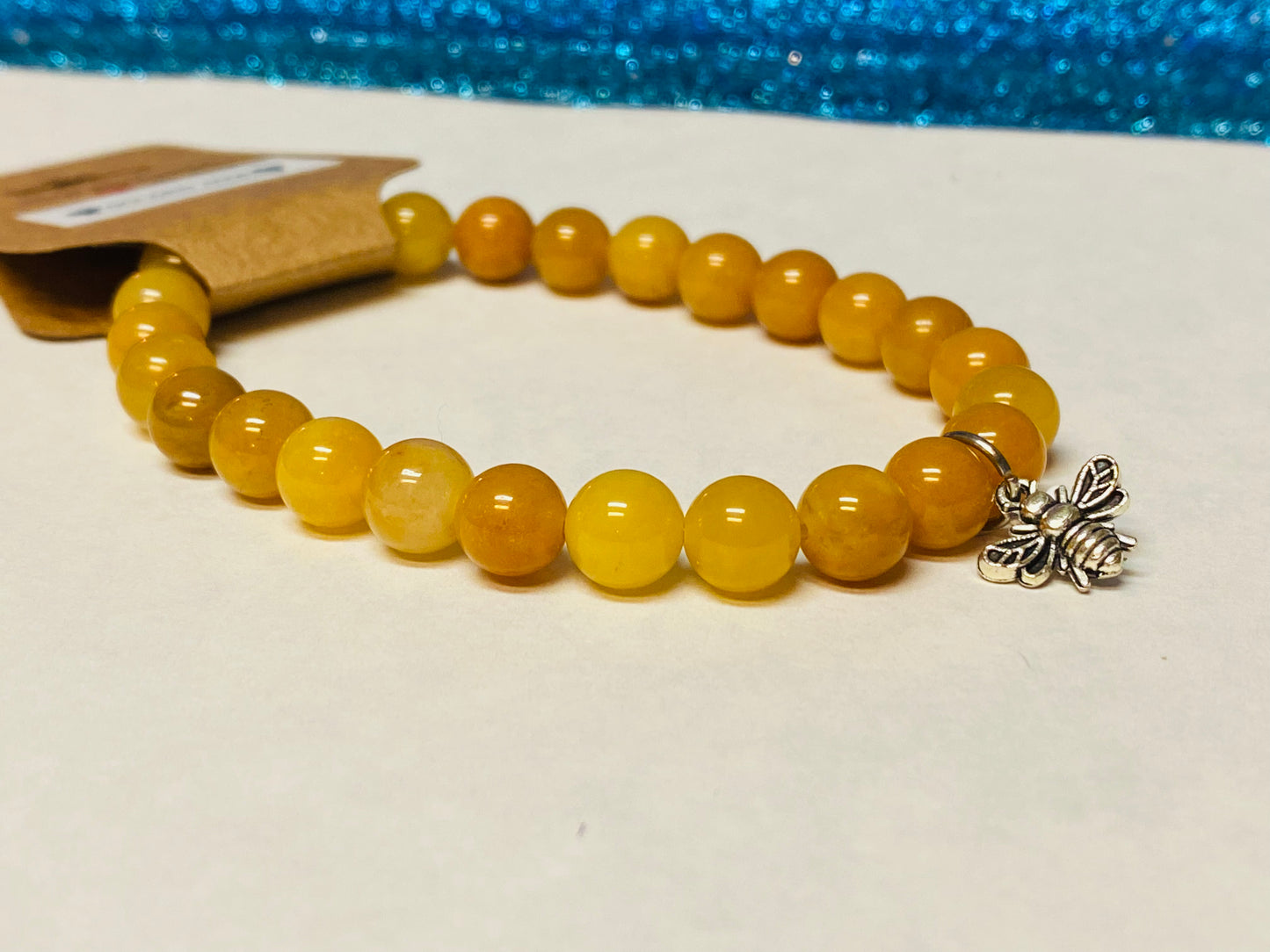 Golden Jade Bee Charm Bracelet