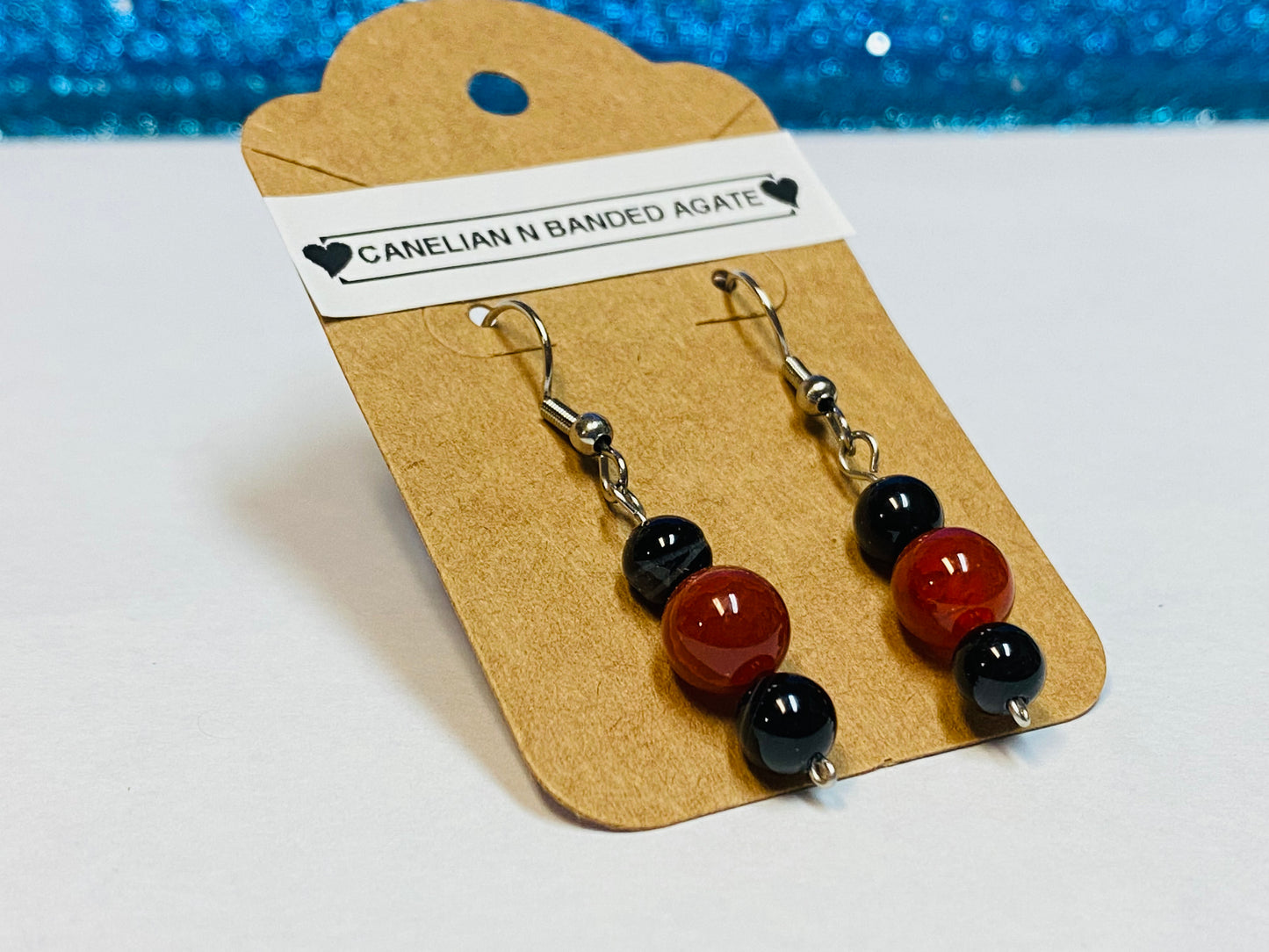 Carnelian and Banded Agate Earrings