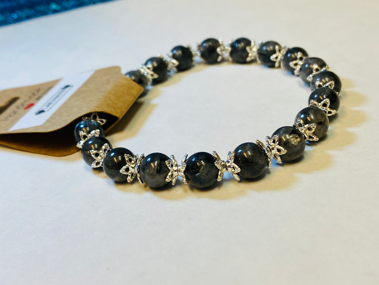 Larvakite Flower Bracelet
