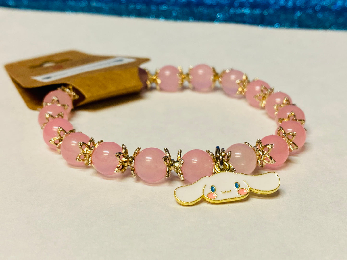 Sanrio Cinnamon Roll Pink Chalcedony Charm Bracelet