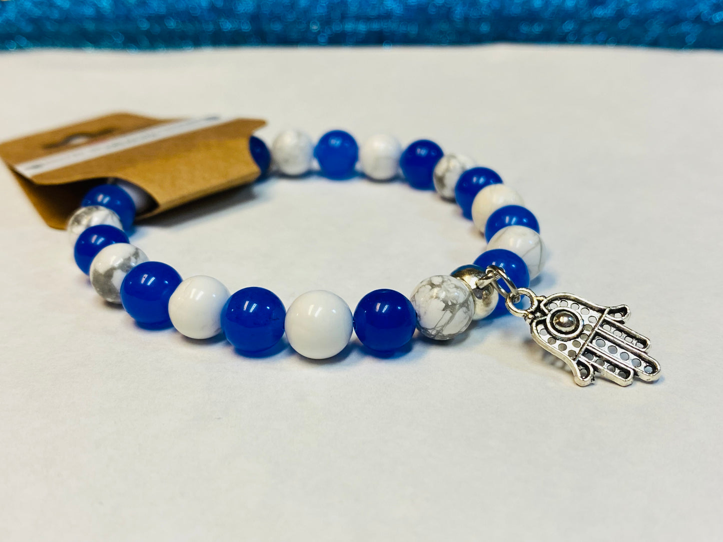 Royal Blue Chalcedony and Howlite Charm Bracelet