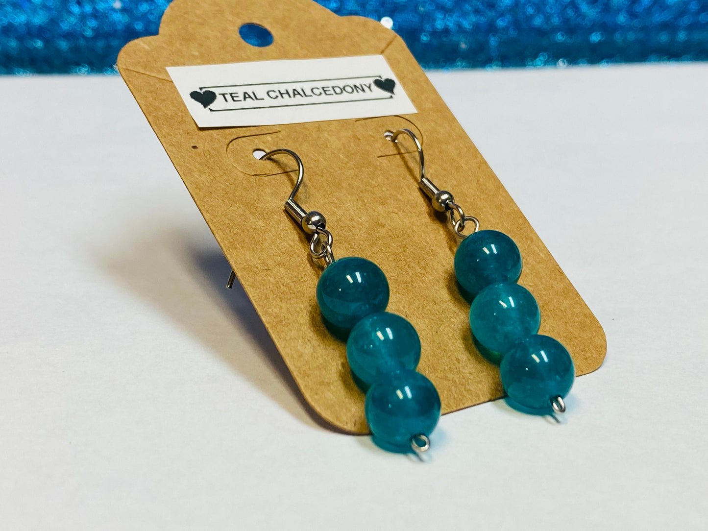Teal Chalcedony Earrings