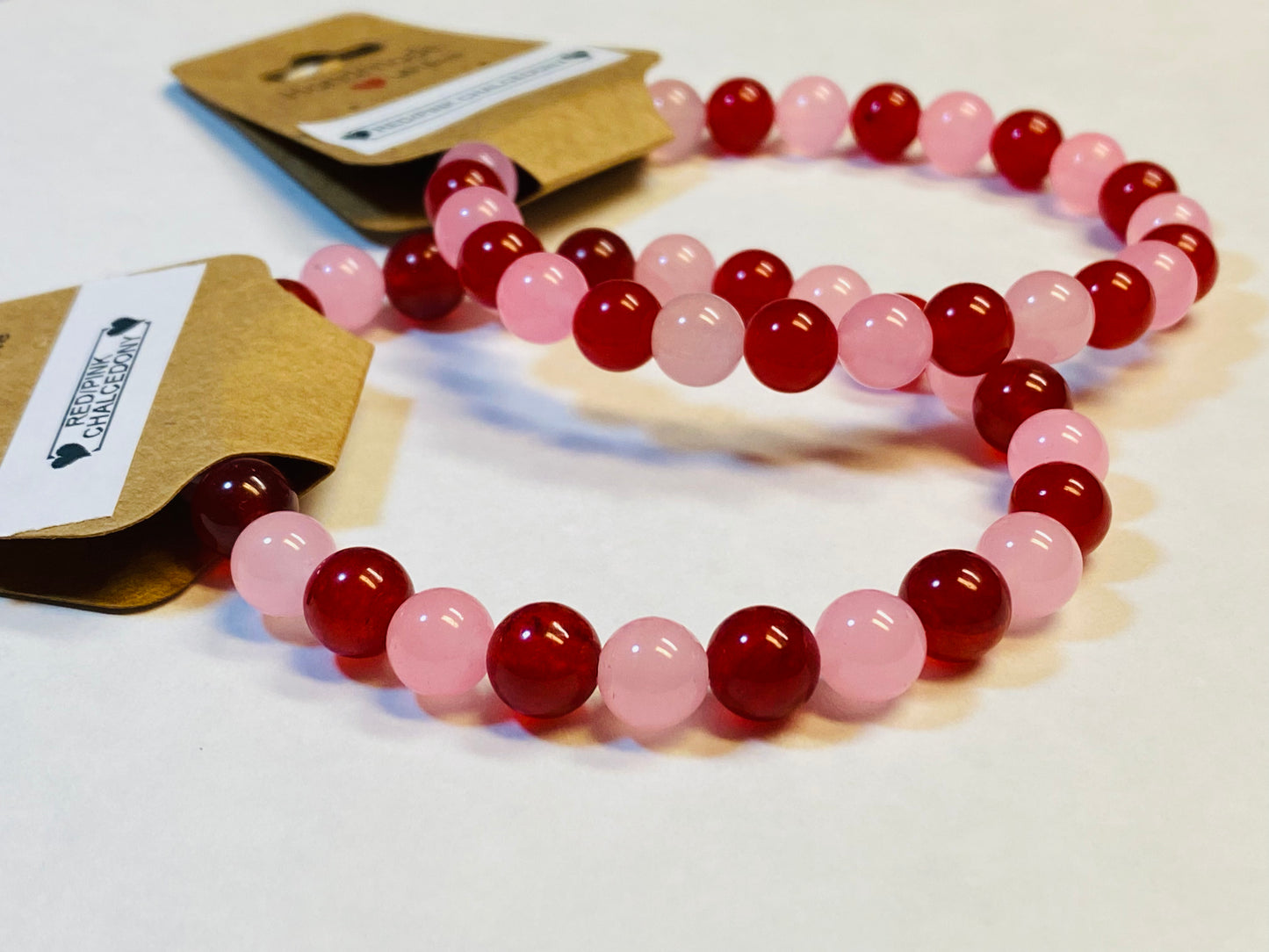 Red and Pink Chalcedony Bracelet
