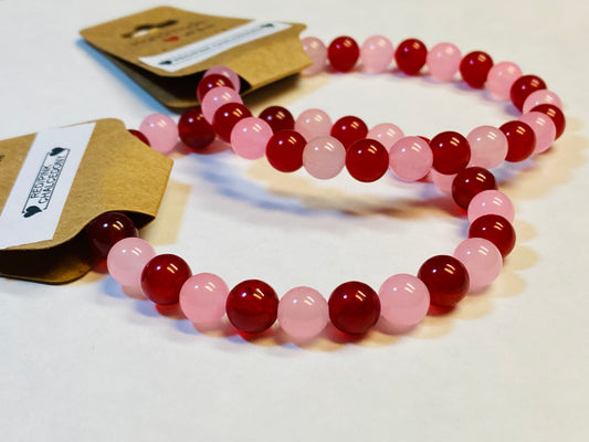 Red and Pink Chalcedony Bracelet