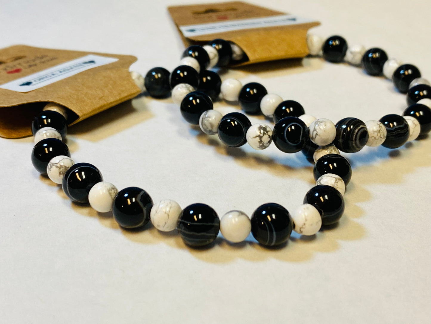 Banded Agate and Howlite Bracelet Big and Small bead