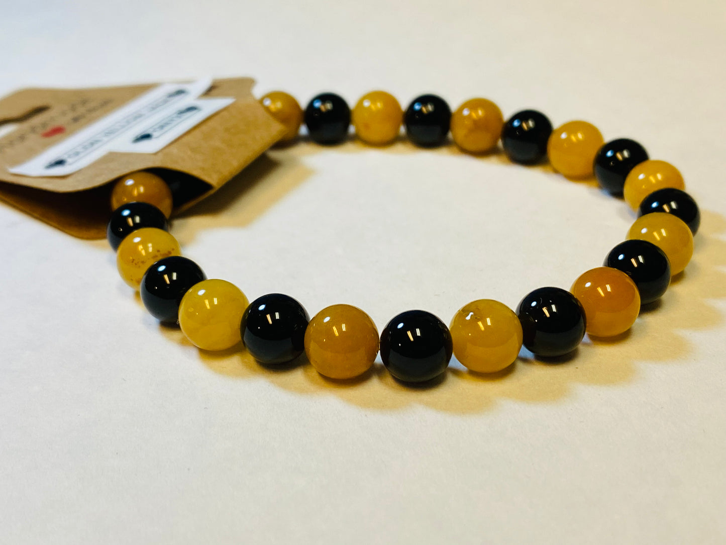 Golden Yellow Jade and Onyx Bracelet
