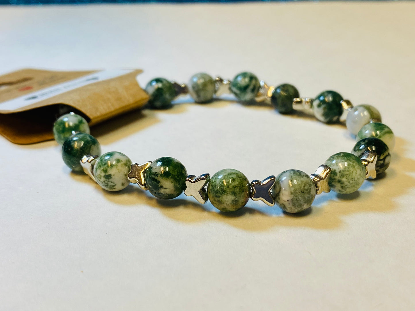 Moss Agate Butterfly Bracelet
