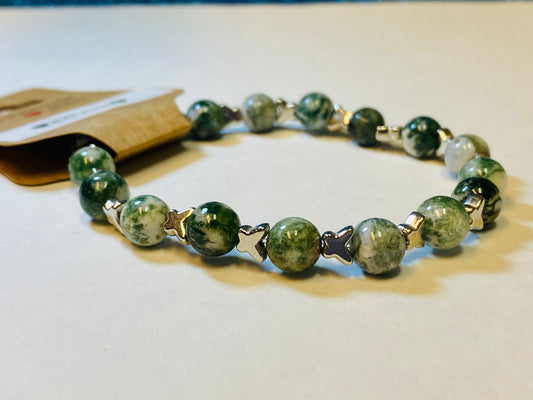 Moss Agate Butterfly Bracelet