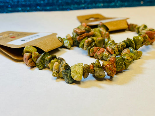 Unakite Chip Bracelet