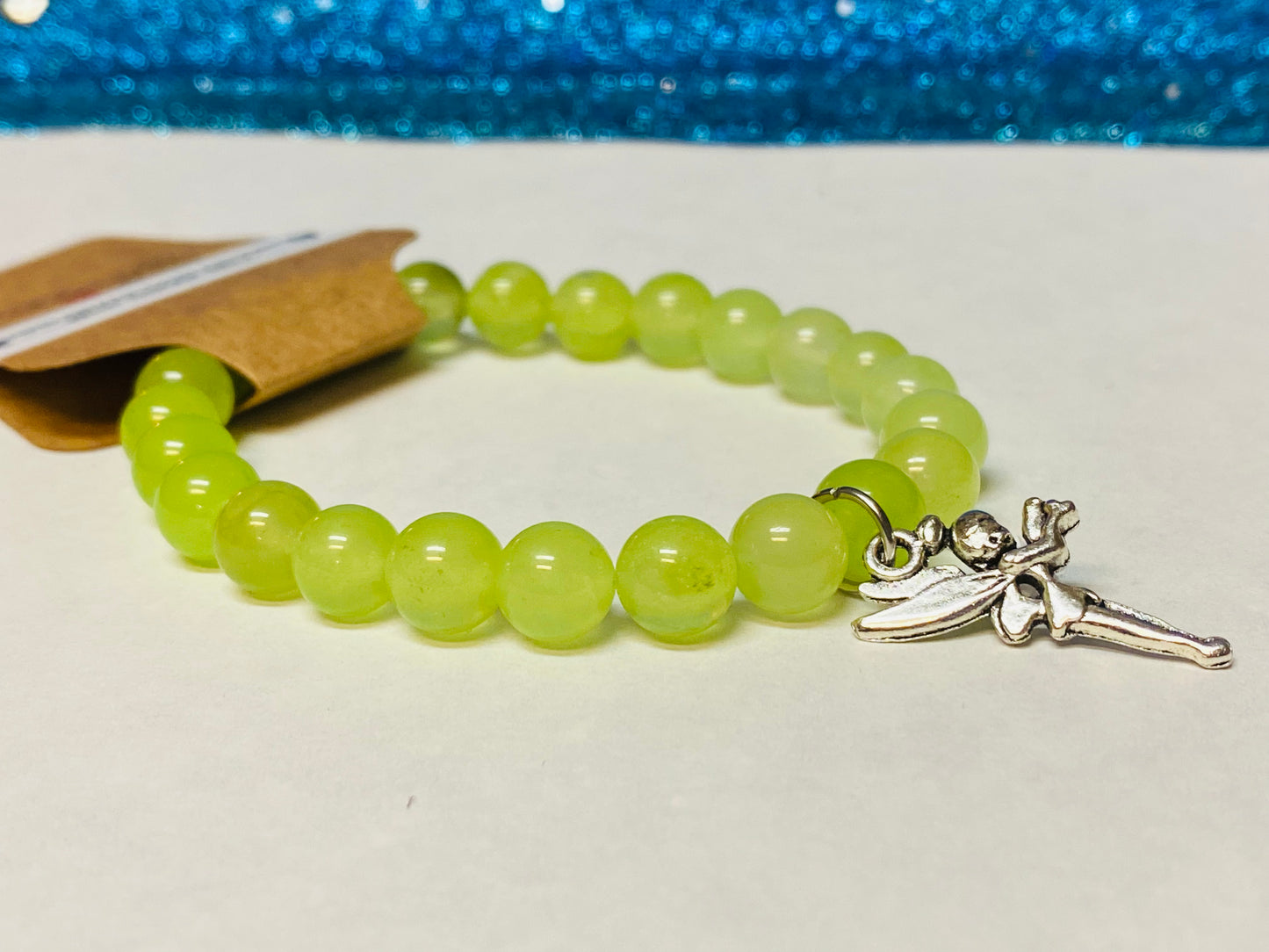 Tinker Bell Green Grape Chalcedony Charm Bracelet