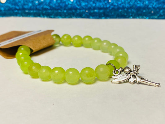 Tinker Bell Green Grape Chalcedony Charm Bracelet