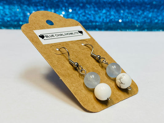 Blue Chalcedony and Howlite Earrings