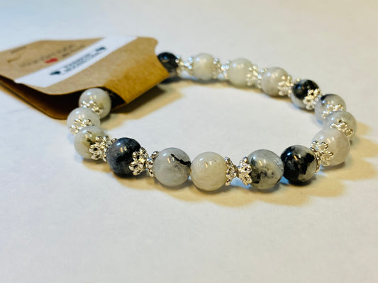 Rainbow Moonstone Flower Bracelet