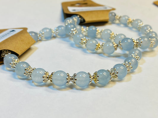 Blue Chalcedony Flower Bracelet