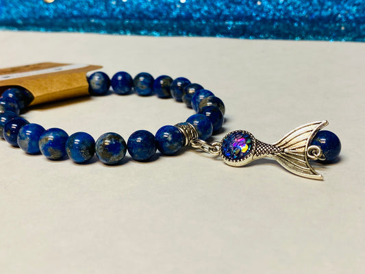 Mermaid Tail Lapis Lazuli Charm Bracelet