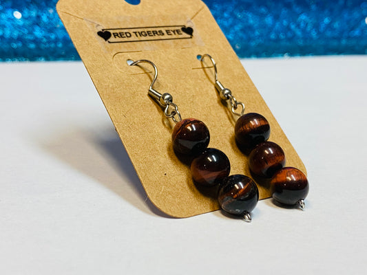 Red Tigers Eye Earrings