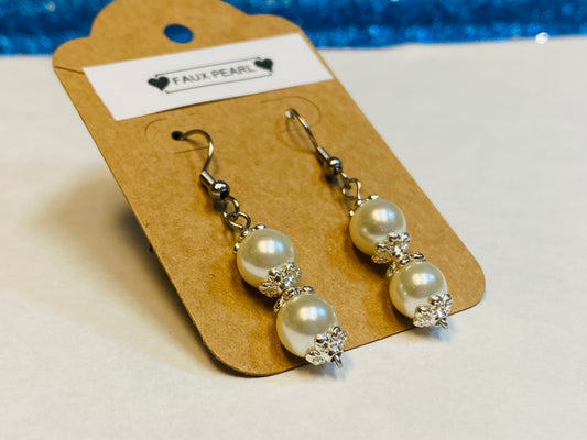 Faux Pearl Earrings Large Bead